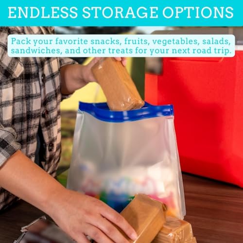 Reusable Food Storage Bags, 4 Pack BPA Free Food Grade Reusable Stand Up Bags, 2 Reusable Gallon Bags, 2 Reusable Freezer Bags, Leakproof Reusable Bags Silicone