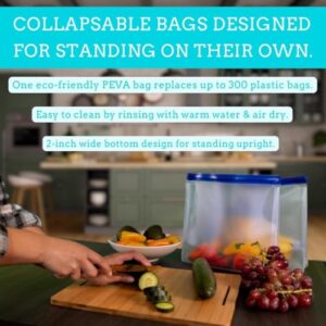 Reusable Food Storage Bags, 4 Pack BPA Free Food Grade Reusable Stand Up Bags, 2 Reusable Gallon Bags, 2 Reusable Freezer Bags, Leakproof Reusable Bags Silicone