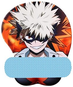 fonyell my hero academia 3d anime mouse pad with wrist support cartoon silica gel wrist rest cushion pain relief for gaming office (bakugou katsuki)