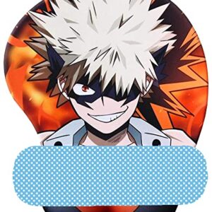 fonyell My Hero Academia 3D Anime Mouse Pad with Wrist Support Cartoon Silica Gel Wrist Rest Cushion Pain Relief for Gaming Office (Bakugou Katsuki)