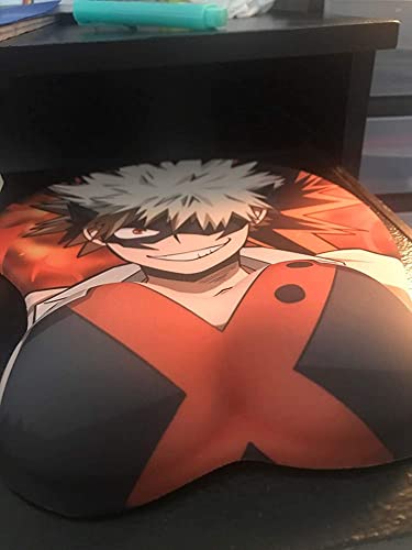 fonyell My Hero Academia 3D Anime Mouse Pad with Wrist Support Cartoon Silica Gel Wrist Rest Cushion Pain Relief for Gaming Office (Bakugou Katsuki)