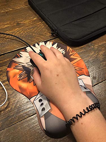 fonyell My Hero Academia 3D Anime Mouse Pad with Wrist Support Cartoon Silica Gel Wrist Rest Cushion Pain Relief for Gaming Office (Bakugou Katsuki)