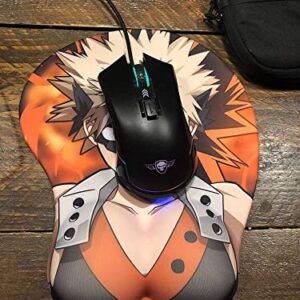 fonyell My Hero Academia 3D Anime Mouse Pad with Wrist Support Cartoon Silica Gel Wrist Rest Cushion Pain Relief for Gaming Office (Bakugou Katsuki)