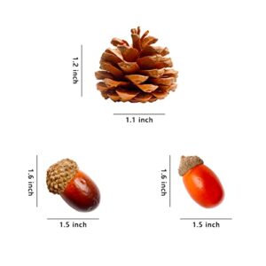 Bbiamsleep 100 Pcs Artificial Acorns Pine Cones Lifelike Simulation Small Acorn with Acorn Cap Natural Mini Pine Cones Small Pine Cones Ornaments for Crafts Wedding Home Vase Filler Decor