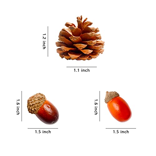 Bbiamsleep 100 Pcs Artificial Acorns Pine Cones Lifelike Simulation Small Acorn with Acorn Cap Natural Mini Pine Cones Small Pine Cones Ornaments for Crafts Wedding Home Vase Filler Decor