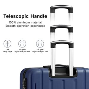 Strenforce Luggage Sets 3 Piece ABS Clearance Luggage Lightweight Suitcase Sets with Spinner Wheels TSA Lock,Dark Blue,3 Piece Set (20/24/28)