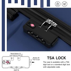 Strenforce Luggage Sets 3 Piece ABS Clearance Luggage Lightweight Suitcase Sets with Spinner Wheels TSA Lock,Dark Blue,3 Piece Set (20/24/28)