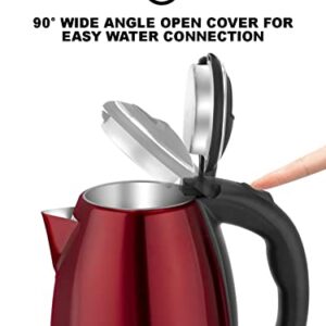 Hokcus Fast Boil Electric Kettle, Rapid Boil Kettle, Cold Touch Handle, 1500W, Auto Shut - Off Protection/Purple/Red