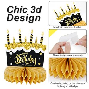 30th Birthday Decorations, Table Honeycomb Centerpiece, 30 Year Old Man and Woman Party Decorations Supplies, Honeycomb Decorations for Man Women, Black and Gold Birthday Ornaments-9 Pieces