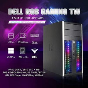 HP RGB Gaming PC Desktop Computer - Intel Quad I7 up to 3.8GHz, 16GB Memory, 256G SSD + 3TB, GeForce GTX 1660 Super 6G GDDR6, RGB Keyboard & Mouse, WiFi & Bluetooth 5.0, Win 10 Pro (Renewed)