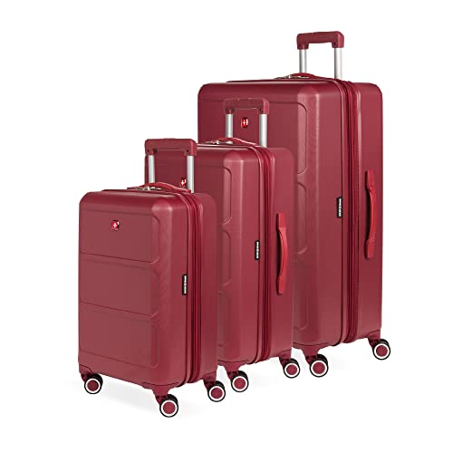 SwissGear 8090 Hardside Expandable Luggage with Spinner Wheels, Burgundy, 3-Piece Set (20/24/28)