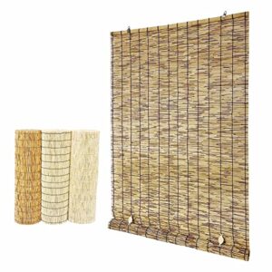 custom roll-up reed shade bamboo blinds for outdoor/indoor patio garden gazebo kitchen cordless roman shades anti-uv thermal insulated light filtering privacy curtains easy to install (color : brown