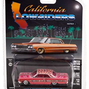 Greenlight 63010-A California Lowriders Series 1-1964 Chevy Impala Lowrider - Pink with Roses 1:64 Scale Diecast