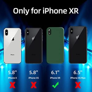 Dssairo [3 in 1 for iPhone Xr Case, with 2 Pack Screen Protector, Liquid Silicone Slim Shockproof Protective Phone Case 6.1 inch [Microfiber Lining] (Alpine Green)