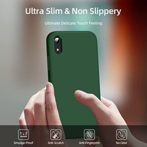 Dssairo [3 in 1 for iPhone Xr Case, with 2 Pack Screen Protector, Liquid Silicone Slim Shockproof Protective Phone Case 6.1 inch [Microfiber Lining] (Alpine Green)