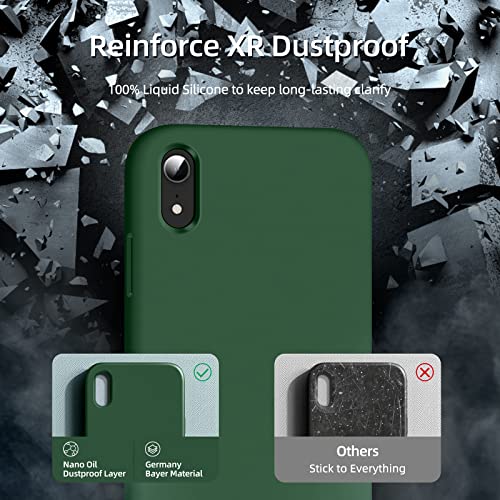 Dssairo [3 in 1 for iPhone Xr Case, with 2 Pack Screen Protector, Liquid Silicone Slim Shockproof Protective Phone Case 6.1 inch [Microfiber Lining] (Alpine Green)