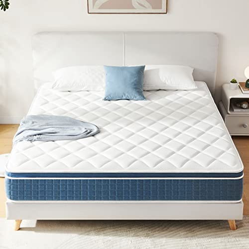 Jingxun 10 Inch Hybrid Mattress with Gel Memory Foam,Motion Isolation Individually Wrapped Pocket Coils, Pressure Relief,Back Pain Relief& Cooling Bed, Queen size