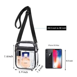 Clear Crossbody Bag Stadium Approved,8.8x6.8x2.7 Inch Clear Sling Purse For Women For Concerts Sports Events Festivals