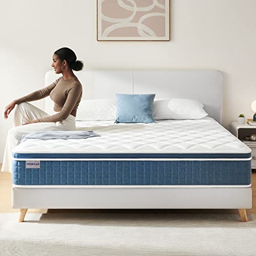 Jingxun 12 Inch Hybrid Mattress with Gel Memory Foam,Motion Isolation Individually Wrapped Pocket Coils Mattress,Pressure Relief,Back Pain Relief& Cooling Queen Bed, Queen size mattress