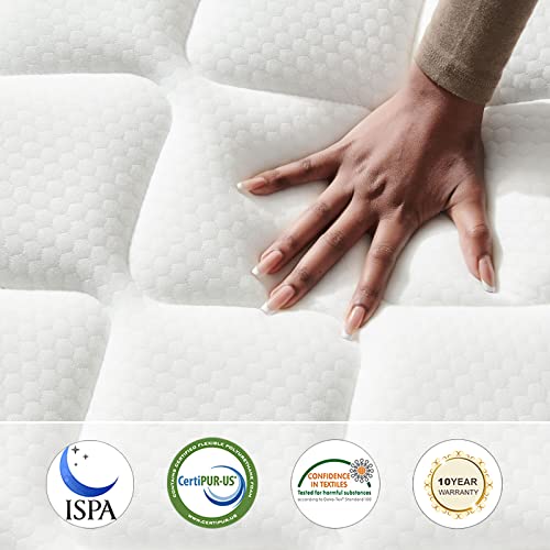 Jingxun 12 Inch Hybrid Mattress with Gel Memory Foam,Motion Isolation Individually Wrapped Pocket Coils Mattress,Pressure Relief,Back Pain Relief& Cooling Queen Bed, Queen size mattress