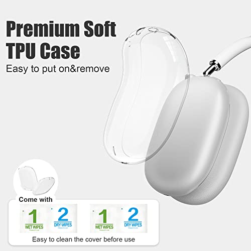 VICHYIE Case Cover for AirPods Max, Clear Soft TPU Case Anti-Scratch, Transparent Accessories Protector Cover for Airpods Max Headphones (Clear)