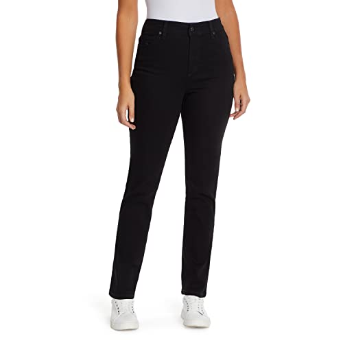 Gloria Vanderbilt Women's Amanda Slim Straight Leg Jean, Black Rinse