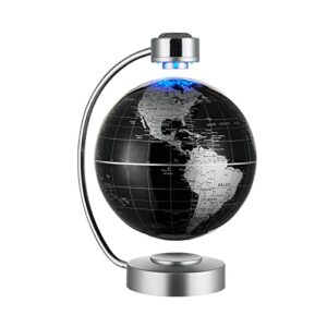 Magnetic Levitating Globe, Large 8inch Floating Globe With LED Lights, Magnetic Globe Display, Indoor Accents, Study Room Decor, Modern Decorative Ornament (Black)