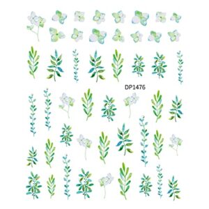 JMEOWIO 6 Sheets Spring Flower Nail Art Stickers Decals Self-Adhesive Pegatinas Uñas Summer Leaves Floral Nail Supplies Nail Art Design Decoration Accessories