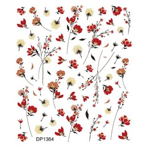 JMEOWIO 6 Sheets Spring Flower Nail Art Stickers Decals Self-Adhesive Pegatinas Uñas Summer Leaves Floral Nail Supplies Nail Art Design Decoration Accessories