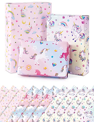 Unicorn Wrapping Paper - 10 Sheet 20'' x 27'' Unicorn Gift Wrapping Paper Girls Birthday Wrapping Paper Pink Wrapping Paper Child Gift Wrap Paper Wrapping Paper Kids Girls Birthday Wrapping Paper