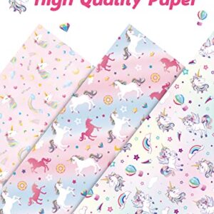 Unicorn Wrapping Paper - 10 Sheet 20'' x 27'' Unicorn Gift Wrapping Paper Girls Birthday Wrapping Paper Pink Wrapping Paper Child Gift Wrap Paper Wrapping Paper Kids Girls Birthday Wrapping Paper