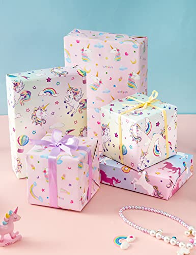 Unicorn Wrapping Paper - 10 Sheet 20'' x 27'' Unicorn Gift Wrapping Paper Girls Birthday Wrapping Paper Pink Wrapping Paper Child Gift Wrap Paper Wrapping Paper Kids Girls Birthday Wrapping Paper