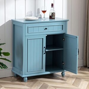 Scurrty 32'' Buffet Cabinet Bar Cabinet with Storage, Coffee Bar Cabinet Kitchen Buffet Storage Cabinet with 4 Drawers, Sideboard Buffet Cabinet for Kitchen, Dinning Room and Living Room, Blue