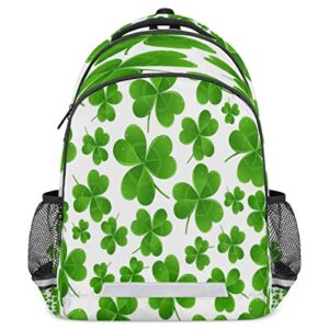 st. patrick's day school backpack for boys girls teens, shamrock clover laptop backpack middle school elementary bookbags casual travel daypack with reflective strip
