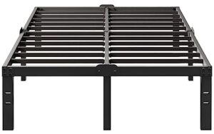 lijqci 14 inch queen bed frame, metal platform bed frames 3000 lbs heavy duty steel slat support easy assembly mattress foundation noise free no box spring needed, black