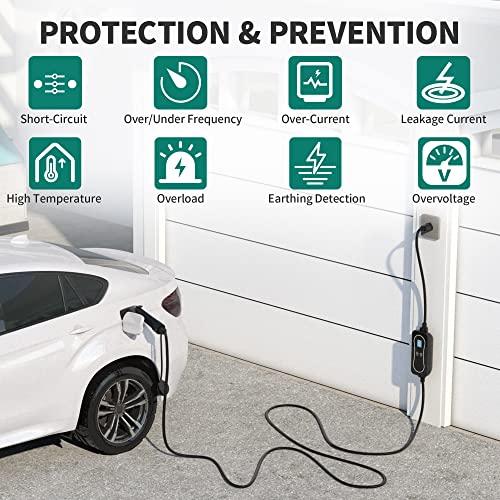 YITAHOME Level 1 & Level 2 EV Charger, 16 Amp 240V 25ft Cable, Portable J1772 Electric Car Charger Adjustable Current Timing Delay Electric Vehicle Charging Stations, NEMA 6-20 & NEMA 5-15 Plug