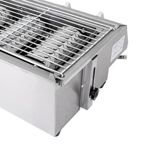 4 Burner Outdoor Tabletop Propane Gas Grill, Portable BBQ Grills Smokeless Griddle Barbecue Grill Table, Stainless Steel Grill