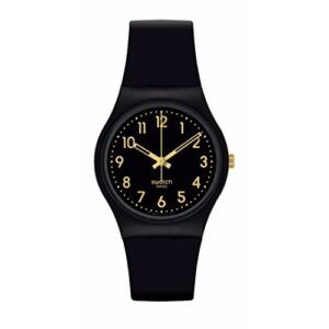 swatch so28b113 unisex classic golden tac black dial strap watch