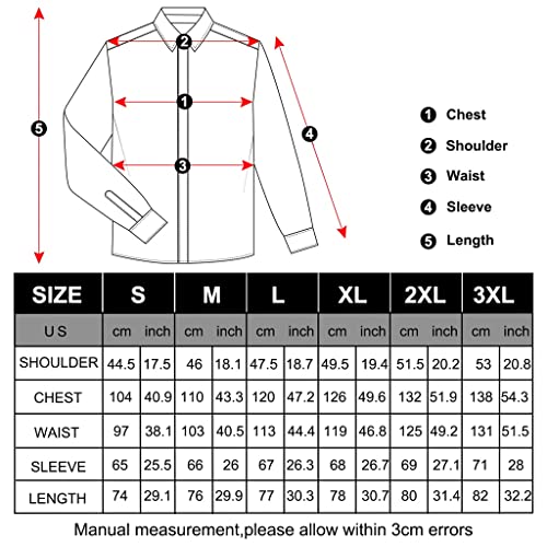 MJWDP Fashion Grey Men's Shirt Long Sleeve Formal Wedding Party Shirt Men's Classic Menswear (Color : D, Size : Large)