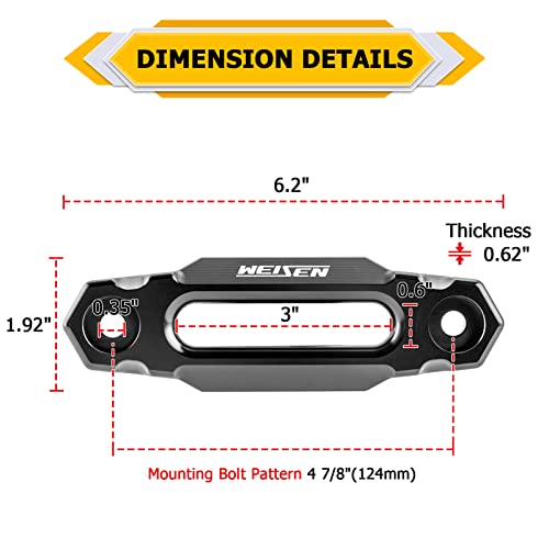 WeiSen ATV 4 7/8" Aluminum Winch Fairlead for 2000-3500 LBs, Synthetic Rope Hawse Fairlead 124MM for ATV Winches