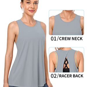 ATTRACO Women Workout Top Loose Fit Athletic Yoga Tank Sports Tank Tops Gym Top Grey XL