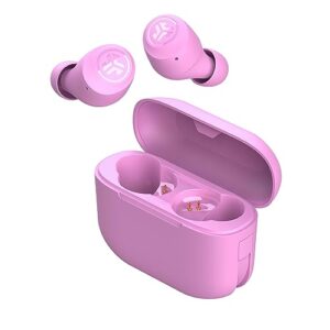 jlab go air pop true wireless bluetooth earbuds + charging case, pink, dual connect, ipx4 sweat resistance, bluetooth 5.1 connection, 3 eq sound settings signature, balanced, bass boost
