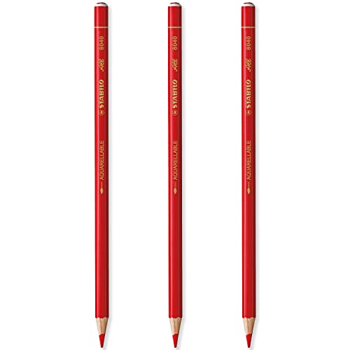 STABILO All Watercolour Effect Pencil Pack of 3 Pencils - Red