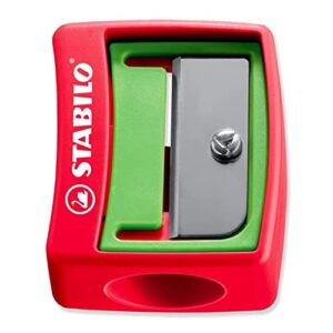 STABILO Multi-talented Pencil woody 3-in-1 - Box of 5 - Red, Orange, Leaf Green, Cyan Blue & Lilac + Sharpener
