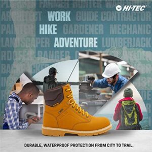 HI-TEC Axel Steel Toe Waterproof Work Boots for Men, Slip Resistant Industrial & Construction Boots with Safety Toe, 7 Inch - Tan, 15 Extra Wide