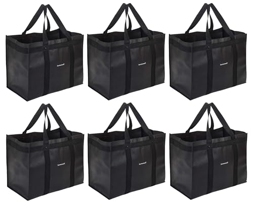 Homemell Reusable Grocery Bags Heavy Duty Foldable Shopping Bags - Extra Strength Large Size Black Collapsible Tote