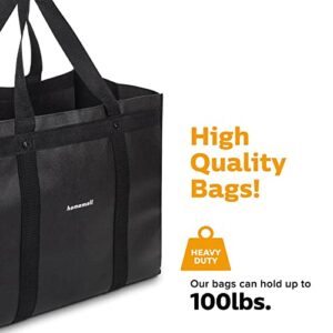 Homemell Reusable Grocery Bags Heavy Duty Foldable Shopping Bags - Extra Strength Large Size Black Collapsible Tote