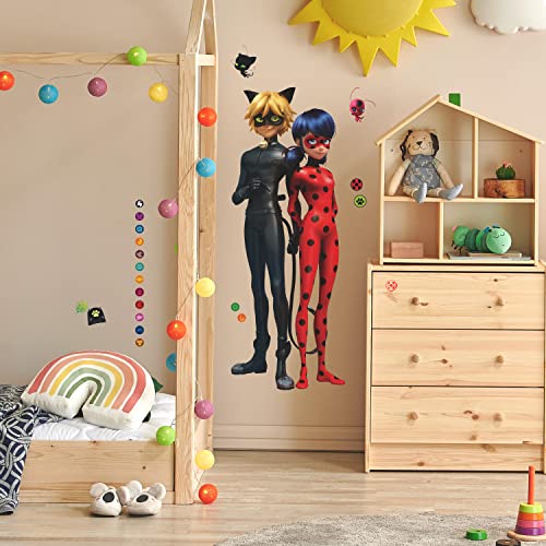 RoomMates RMK5332GM Miraculous Tales of Ladybug and Cat Noir Giant Peel and Stick Wall Decals, Multi