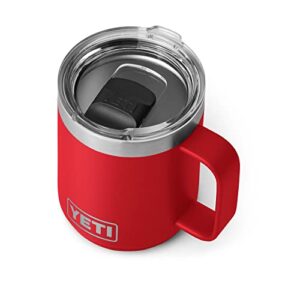 yeti rambler 10 oz stackable mug, vacuum insulated, stainless steel with magslider lid, rescue red