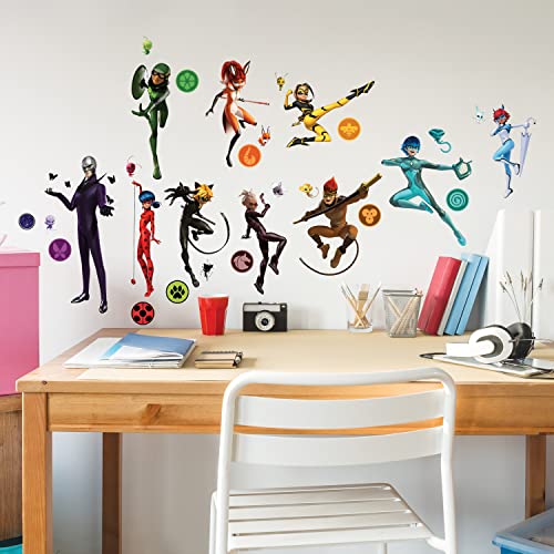 RoomMates RMK5331SCS Miraculous Tales of Ladybug and Cat Noir Peel and Stick Wall Decals, Multi